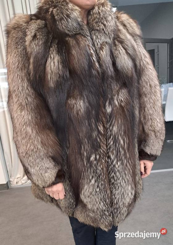 XL Eleganckie Naturalne Futro z lisów srebrnych sprzedam