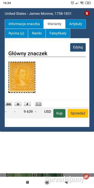 10 cents James Monroe 1923 Usa Bolesławiec