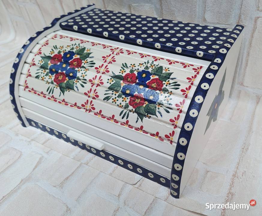 Chlebak z drewna bukowego decoupage Bolesławiec Halinów