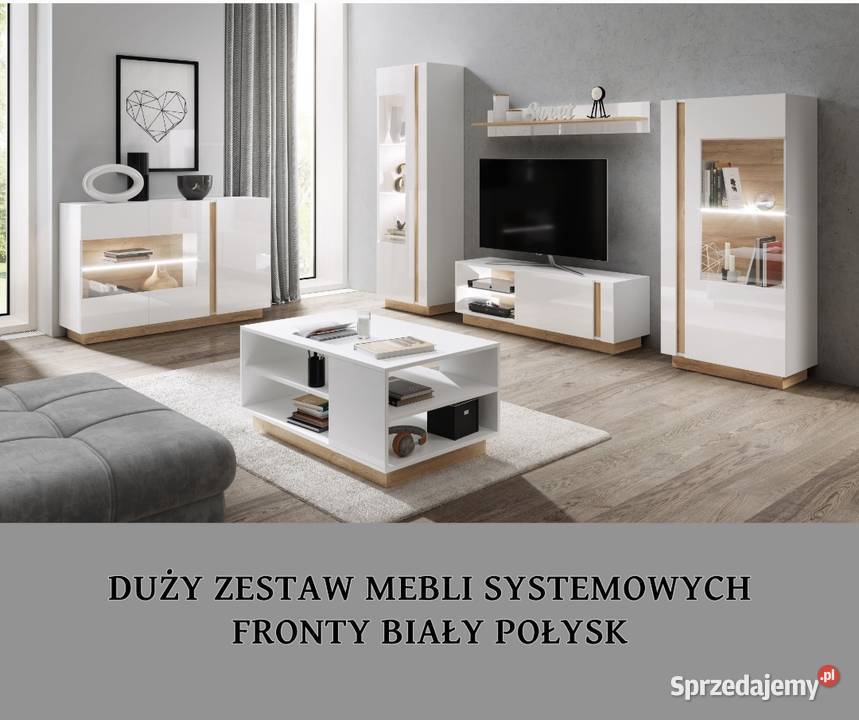 Meblościanka Biała Połysk Meble do salonu pokoju łódzkie Łódź