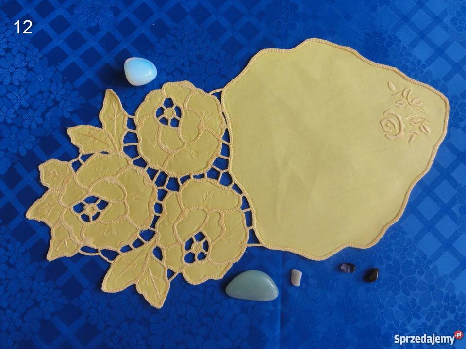 Serwetki kolorowe żółte wyszywane haft