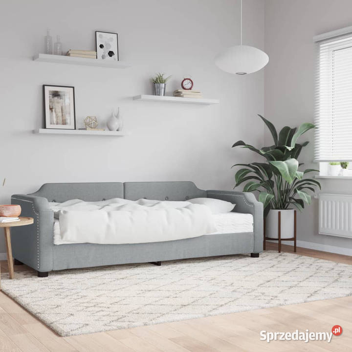 Sofa z materacem do spania jasnoszara tkanina 66cm Łóżka mazowieckie Warszawa