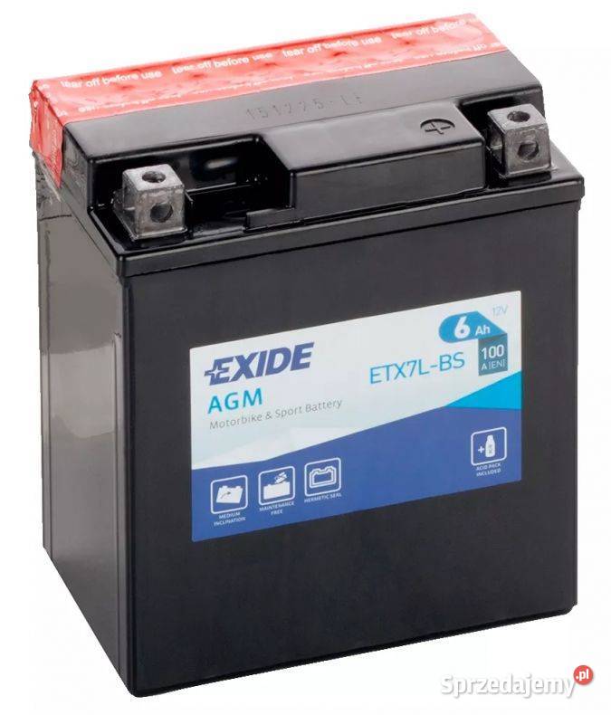 Akumulator motocyklowy EXIDE ETX7LBS YTX7LBS 12V Układ elektryczny, zapłon sprzedam