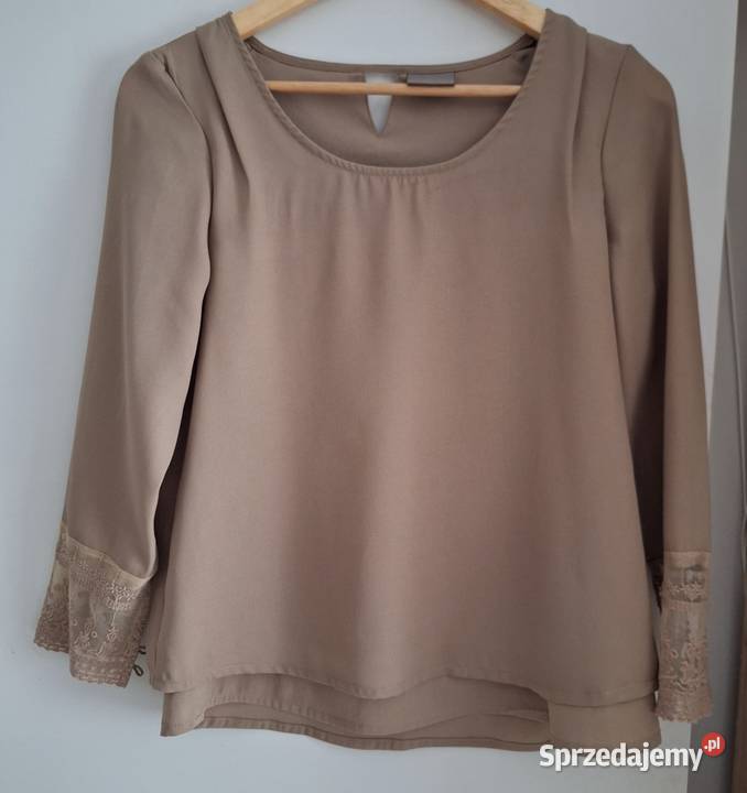 Elegancka beżowa brązowa bluzka z długim rękawem małopolskie sprzedam