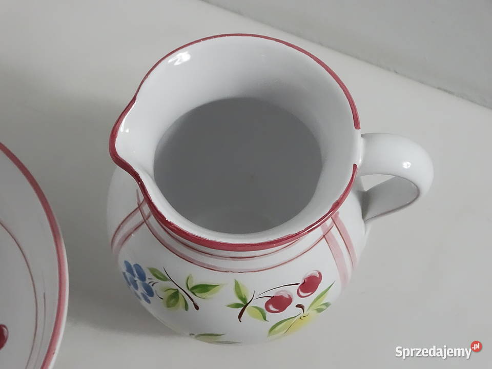 Duży Zestaw Ceramiczny Miska Dzbanek Motyw Miski