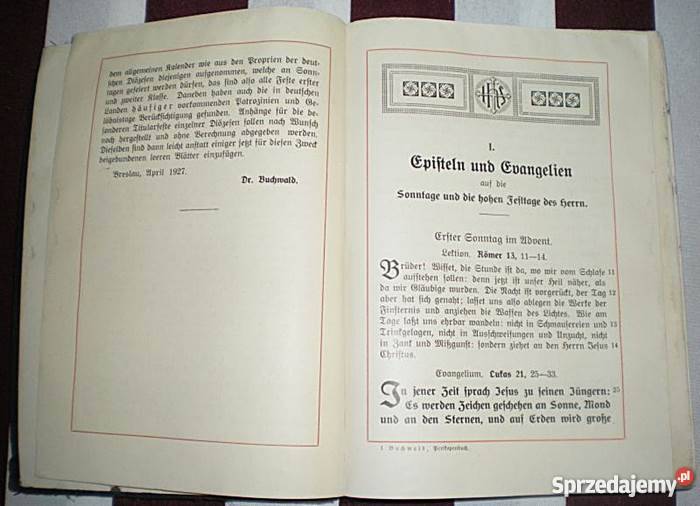 Perikopenbuch Lektionen und Evangelien 1927 Rok wydania 1927 wielkopolskie Ostrów Wielkopolski