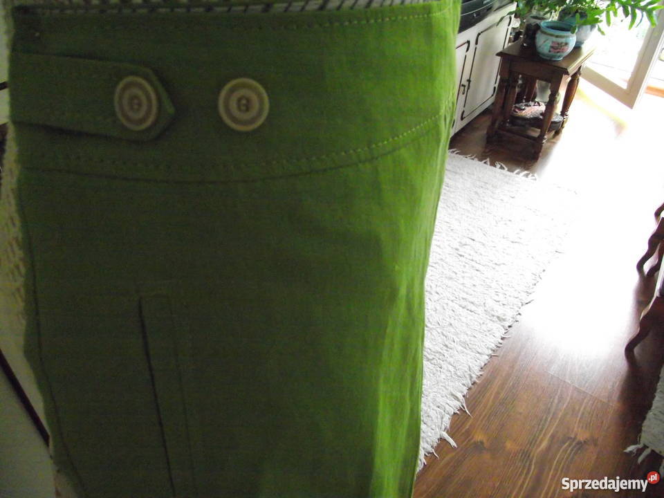 AMGIELSKIE SPODNIE Z LNU DO KOLAN r 48