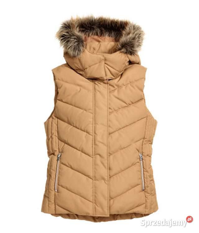 beżowa kamizelka hm xxs 32 bezrękawnik Stójka Inny rodzaj