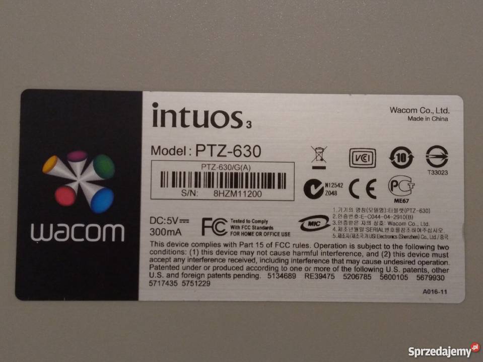 TABLET GRAFICZNY WACOM INTUOS 3 PTZ630 używany
