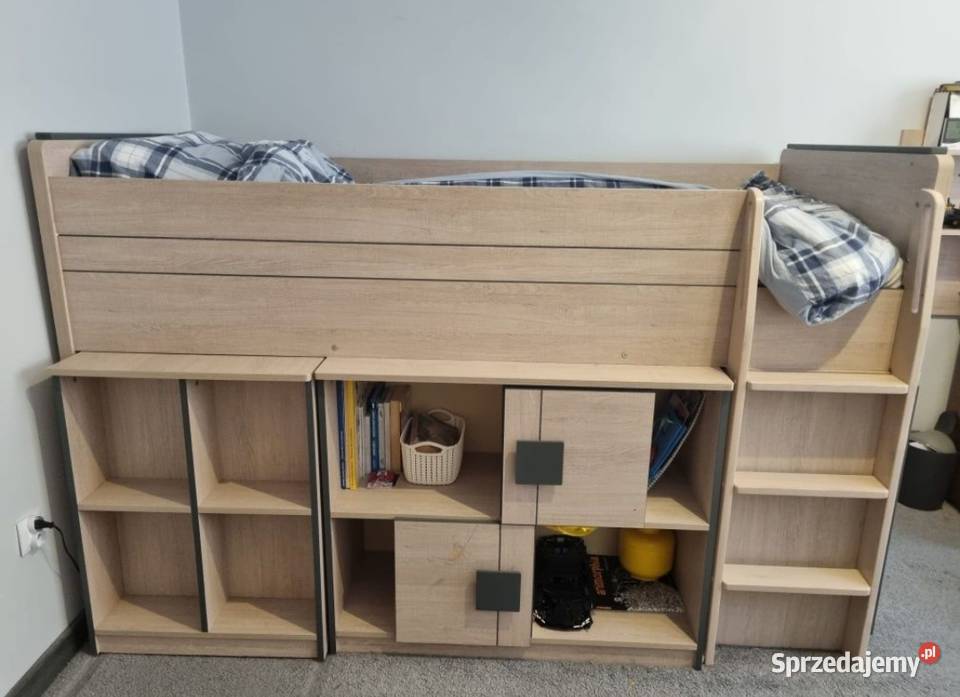 Gumi G19 łóżko piętrowe z biurkiem i szafkami 131cm śląskie Jastrzębie-Zdrój