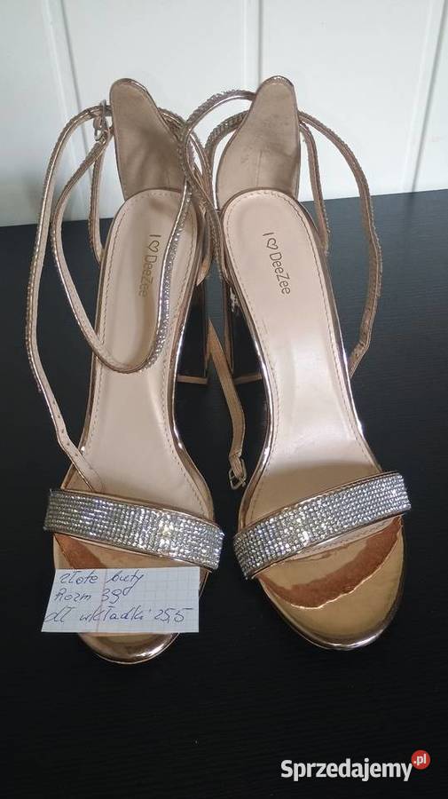 Złote buty okazjonalne z brylantami Rozmiar 39 25.5cm mazowieckie Warszawa