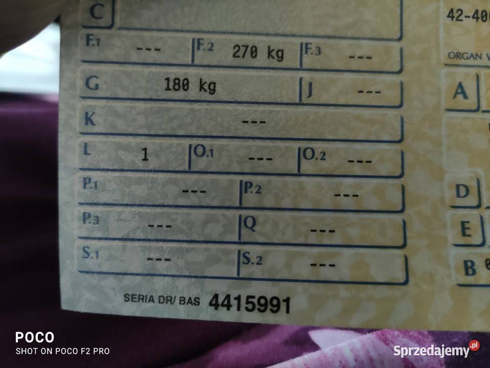 Przyczepka samochodowa dokumenty Kroczyce