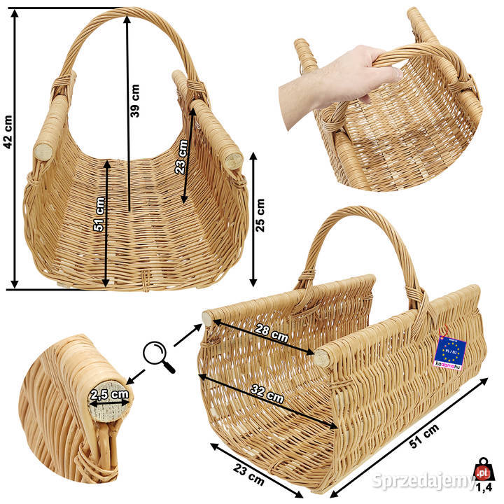 Kosz wiklinowy na drewno Rynna 50x42x32 koszyk Pozostałe podkarpackie Stalowa Wola