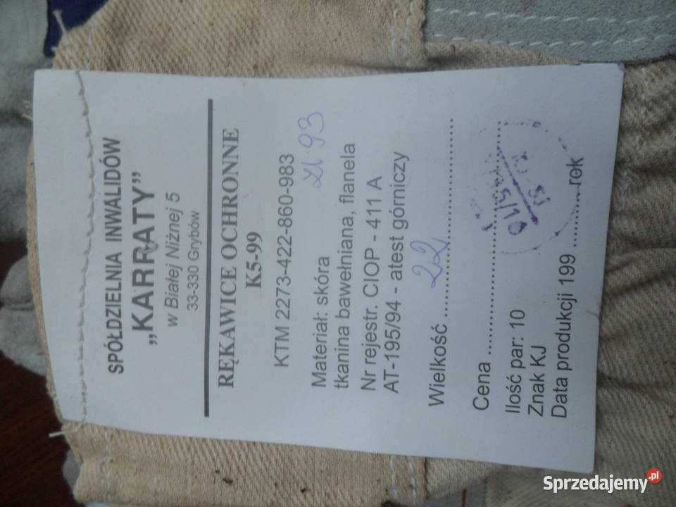 Rękawice ochronne skórzane i nie Pozostałe małopolskie