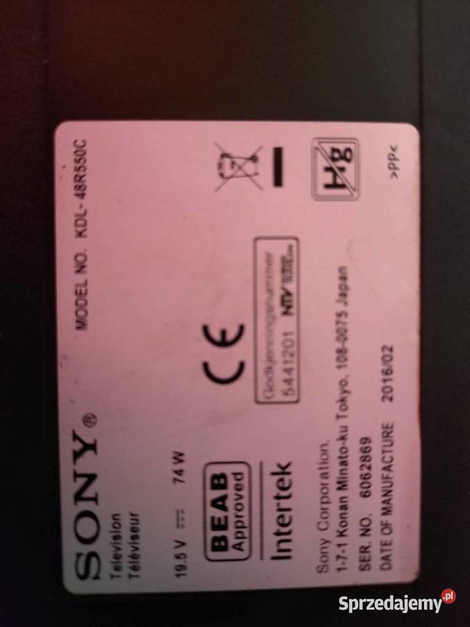 Telewizor Sony 49 z uchwytem LCD Nowe Brzesko