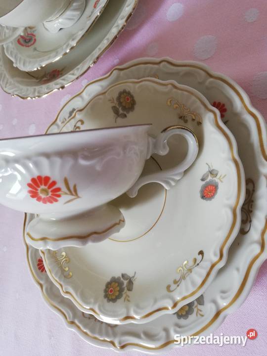 Filiżanki Trio ecriu sygnowane Porcelana i szkło