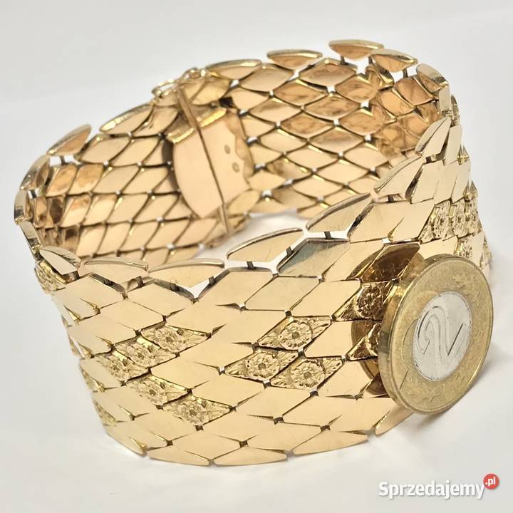 Złota BRANSOLETKA damska 18K półsztywna CUDOWNA Pozostałe Warszawa