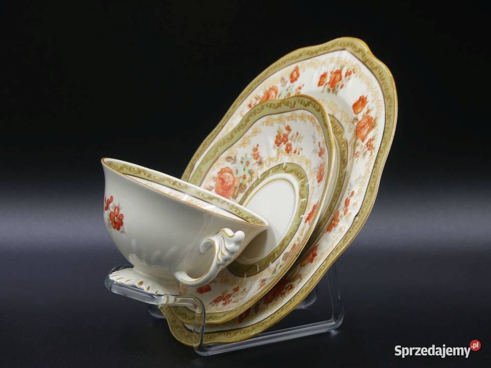 Urokliwe trio Tułowice Tillowitz 1928 45 piękne Porcelana i szkło wielkopolskie Poznań