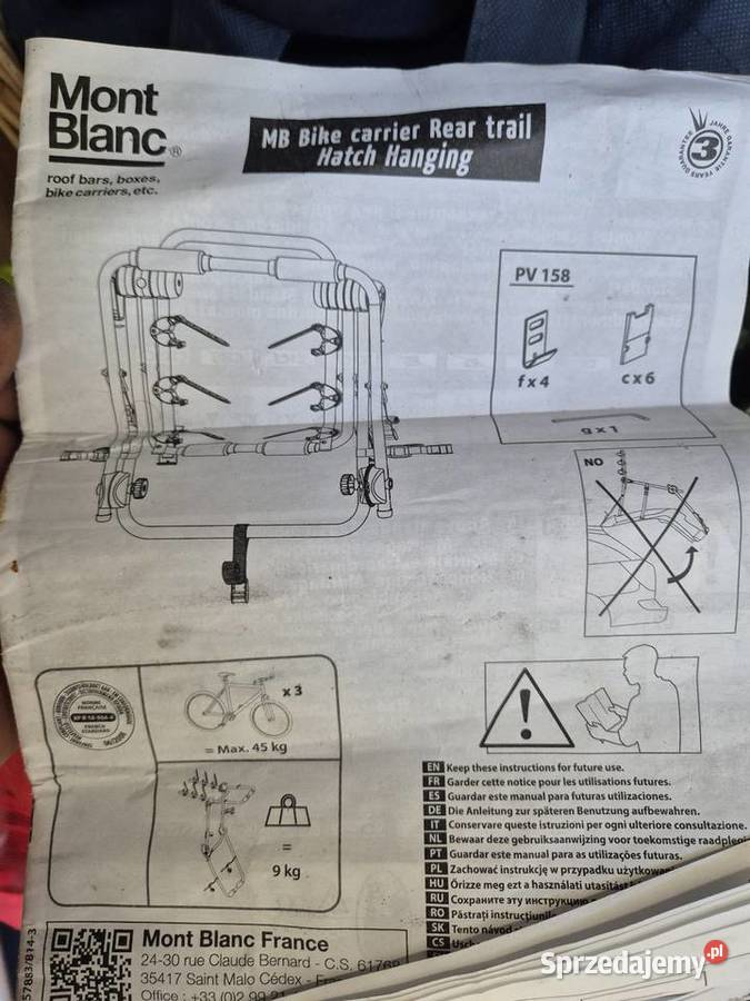 Bagaznik rowerowy mont blanc nowyklapa na 3 Myślenice
