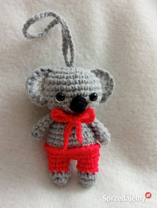 Miś koala wykonany na szydełku brelok zawieszka Łask