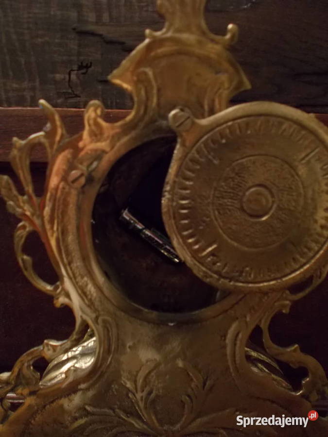 Zegar Mosiężny Kominkowy StojącyZłote Antyki, Sztuka, Kolekcje Szczecin