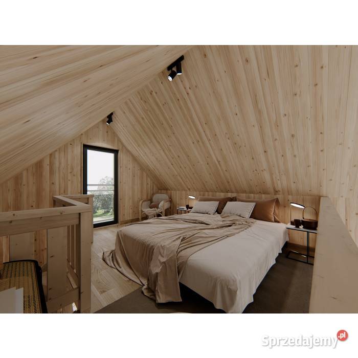 Drewniany domek szkieletowy z antresolą 25 m2 Domki drewniane Mrągowo