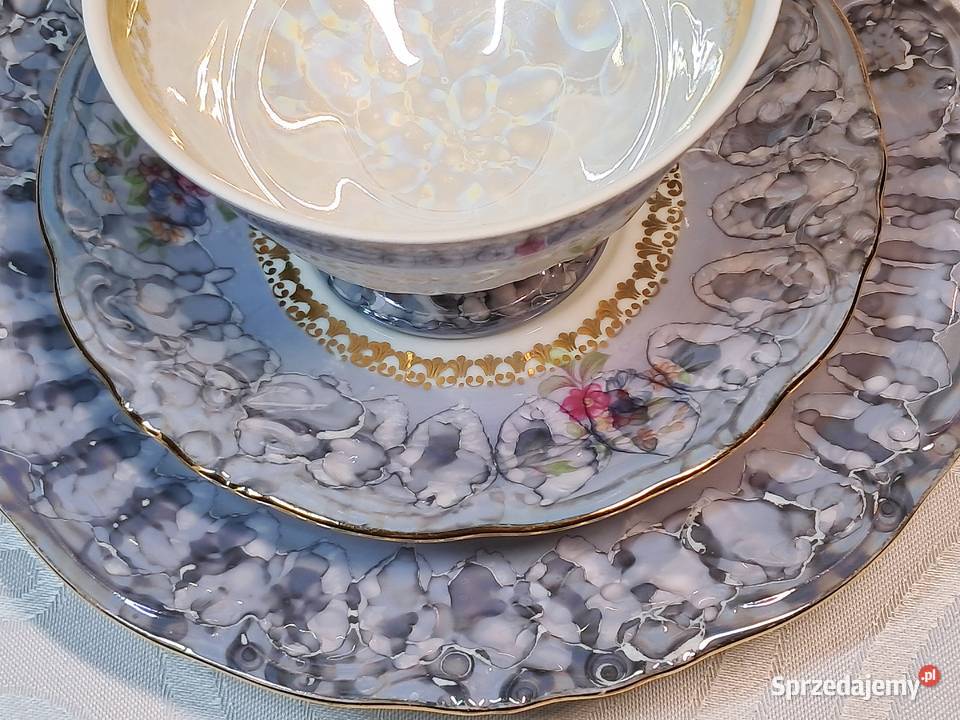 Porcelanowe trio WAWEL filiżanka 2 talerzyki PRL lubuskie Strzelce Krajeńskie