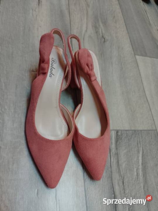 3940 Różowe czółenka wieczorowe z odkrytą piętą Kraków