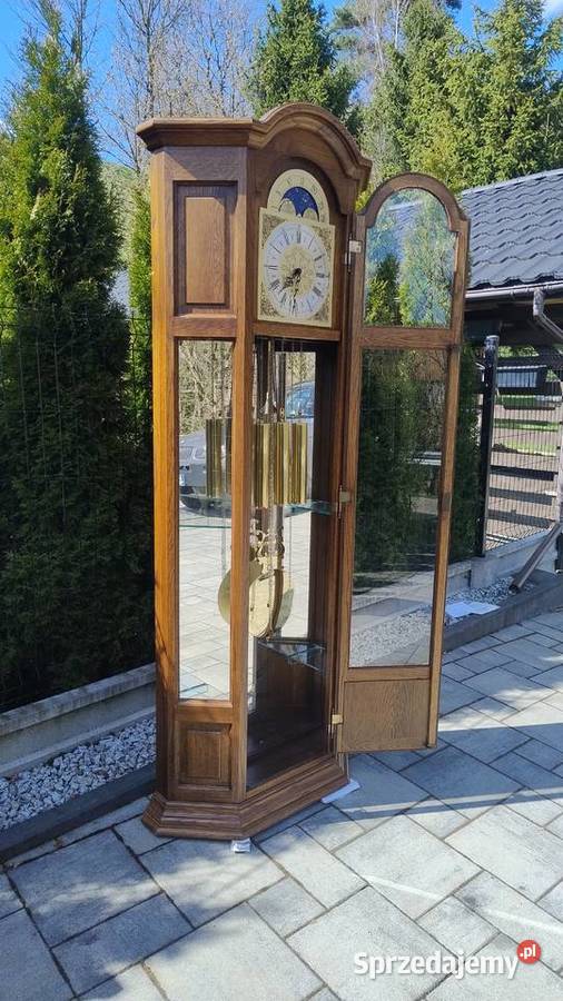 Zegar stojący w skrzyni dębowej witryna Iwonicz-Zdrój