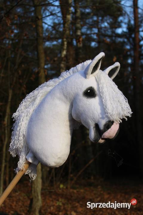 Hobby horse siwy biały konik na patyku zabawka Lublin