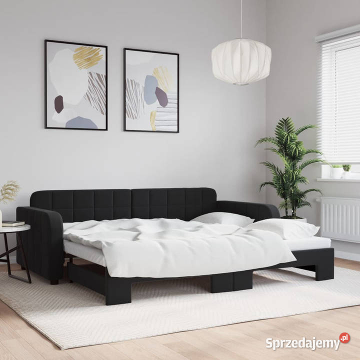 Sofa rozsuwana czarna aksamit 90x200 WM3196933 Meble Warszawa sprzedam