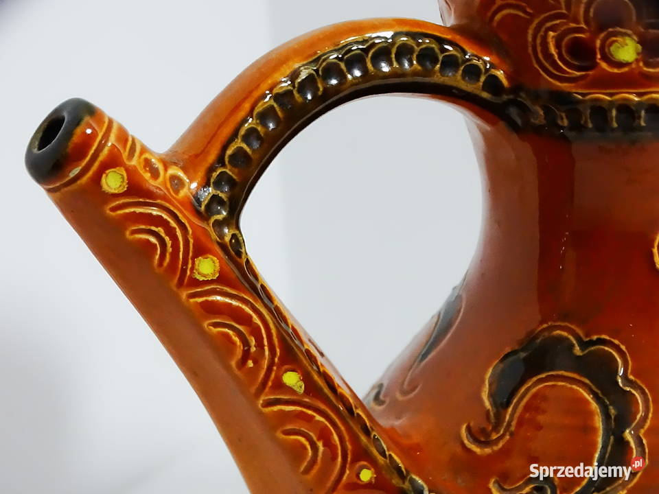 Dzbanek ceramiczny dekoracyjny ręcznie zdobiony Biłgoraj