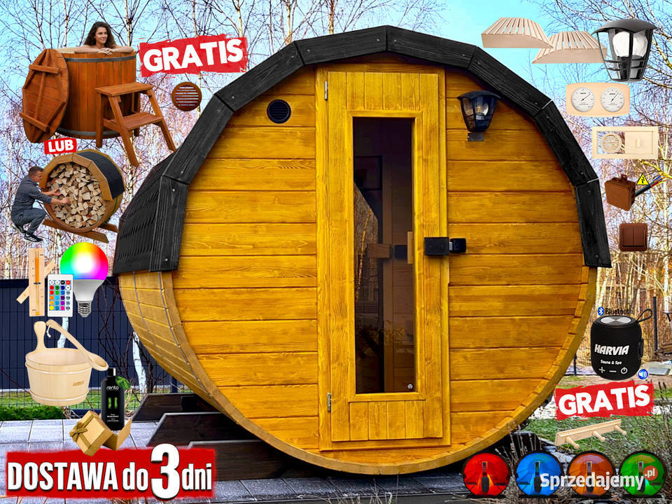 SAUNA Ogrodowa 300 PRZEBIERALNIA BECZKA 500L Nowy Targ