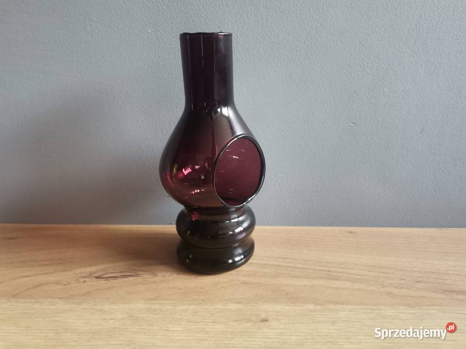 Stara fioletowa szklana lampka PRL