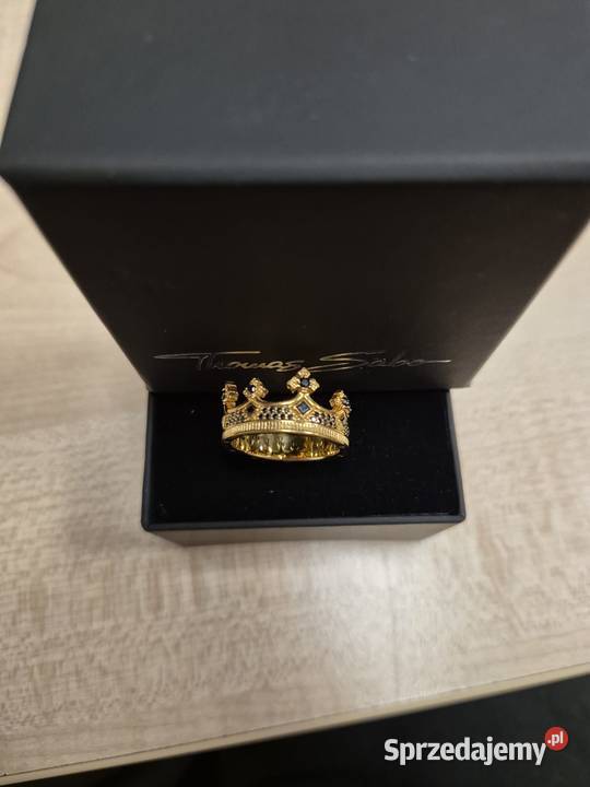 Pierścionek Thomas Sabo Korona Złoty Czarne Olsztyn