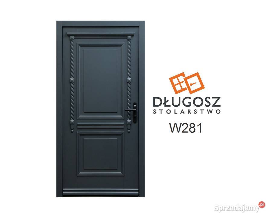 Drzwi DŁUGOSZ zewnętrzne drewniane wejściowe śląskie
