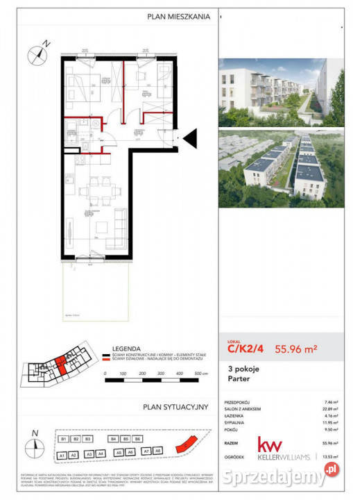 Mieszkanie 6016m2 3 pokoje Wrocław Majerankowa Sprzedaż
