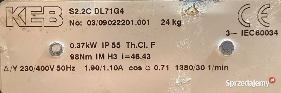 motoreduktor przekładnia 037kW 301obr 3fazowy Pigża