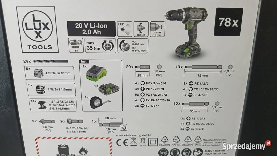 Wkrętarka LUXTOOLS 20V Akcesoria Katowice
