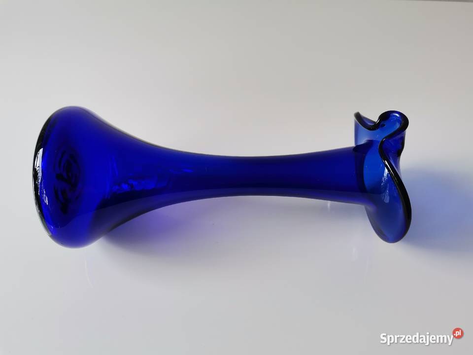 Stary niebieski wazon Kalia szkło kobaltowe Porcelana i szkło Katowice