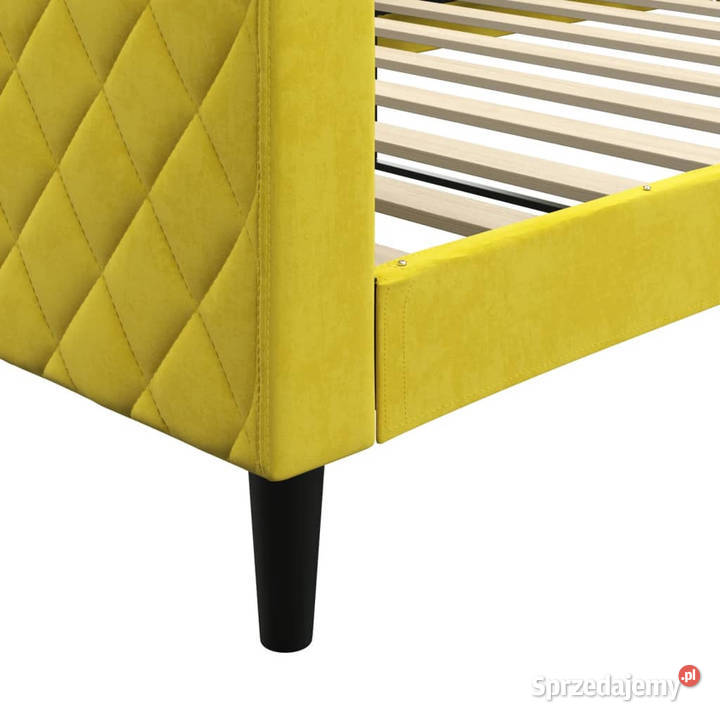 Sofa z funkcją spania żółta obita aksamitem mazowieckie