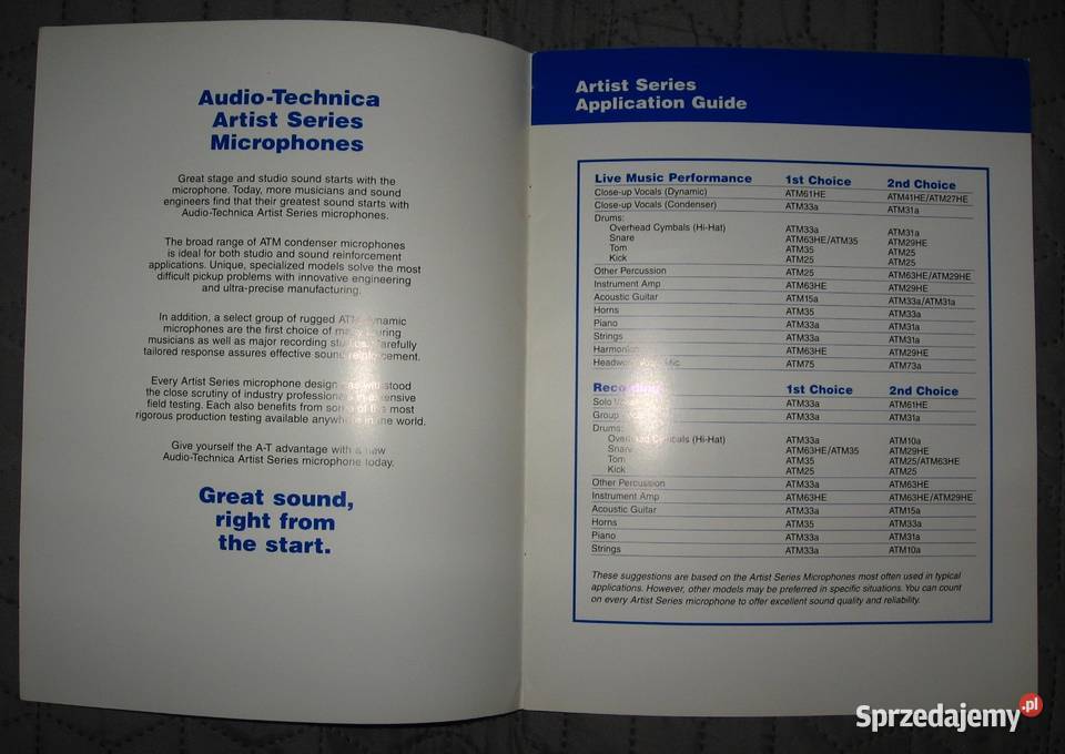 AudioTechnica microphones catalogs brochures Kępice