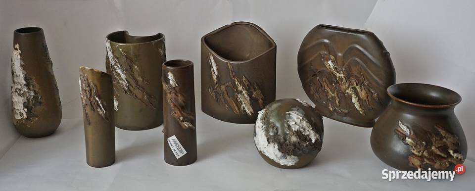 Zestaw ozdobnych ceramicznych wazonówVintage Opole sprzedam