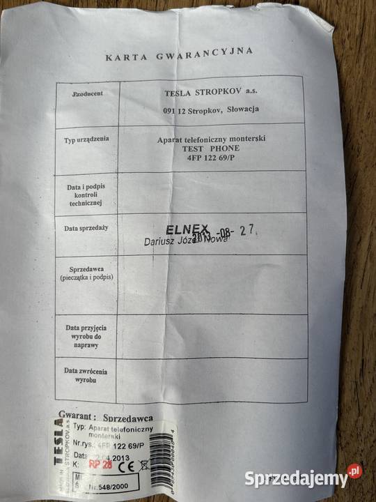 Telefon monterski Tesla Piła