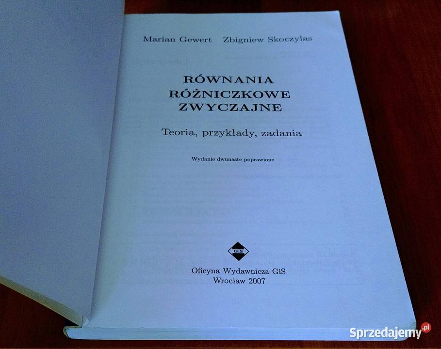 Równania różniczkowe zwyczajne teoria przykłady pomorskie Gdańsk sprzedam