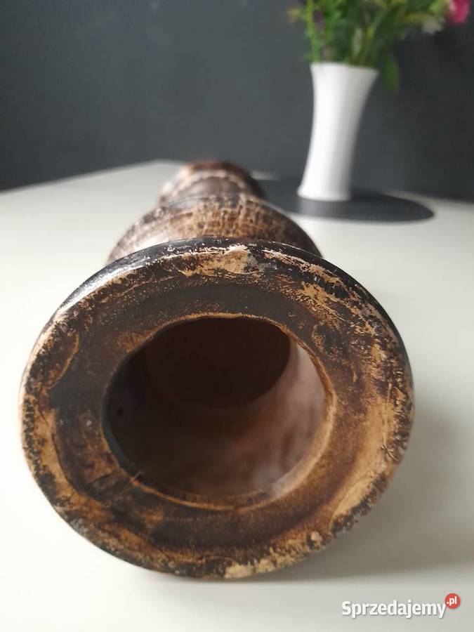 Ceramiczny kolumnowy świecznik vintage Koło