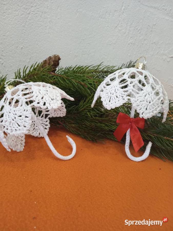 Ozdoby choinkowe na szydełku PARASOLKI podkarpackie Dukla