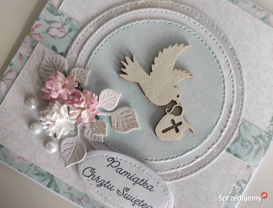 Kartka ręcznie robiona na Chrzest Święty z