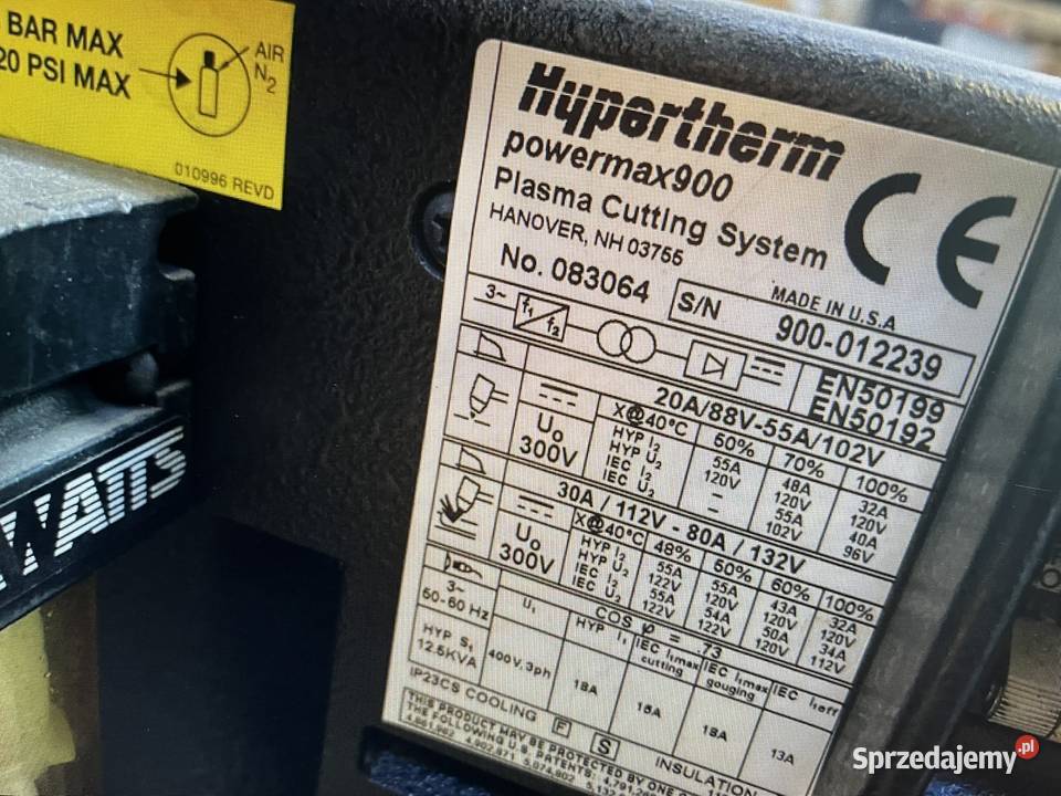 Przecinarka plazmowa Hypertherm Powermax 900 Końskowola