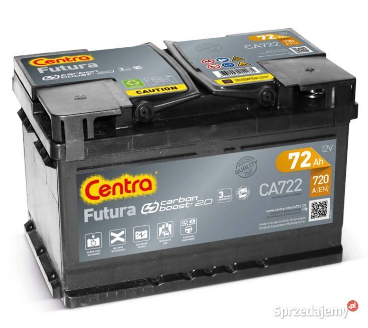 Akumulator Centra FUTURA 72Ah 720A PRAWY PLUS osobowe dolnośląskie Wałbrzych